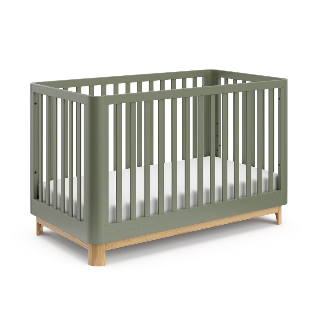 Storkcraft Santos 3-In-1 Convertible Baby Crib, Olive with Natural