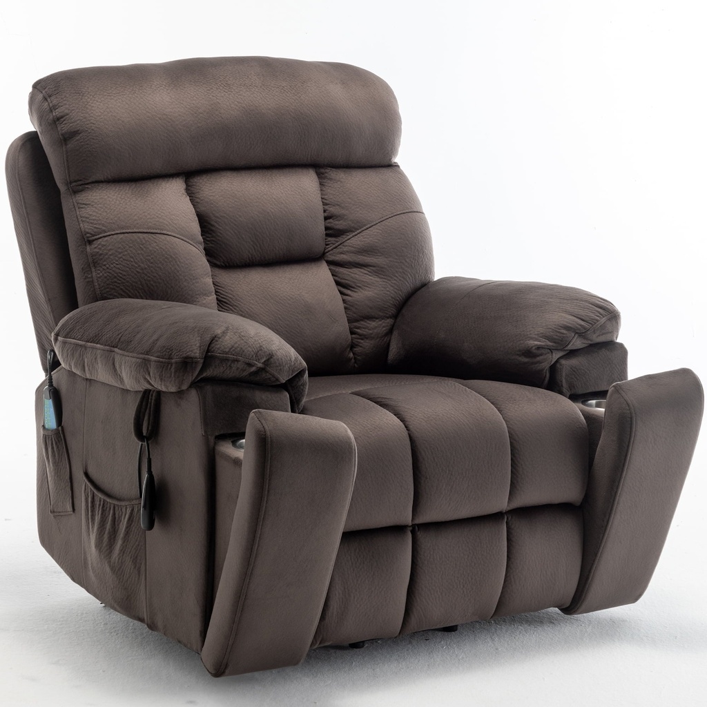 Uhomepro Oversized Massage Recliner Chair with Heat, Large Electric Power Lift Recliner Chair for Big and Tall and Elderly with Hidden Cup Holder, 330Lb, Home Theater Accent Chairs, Dark Brown