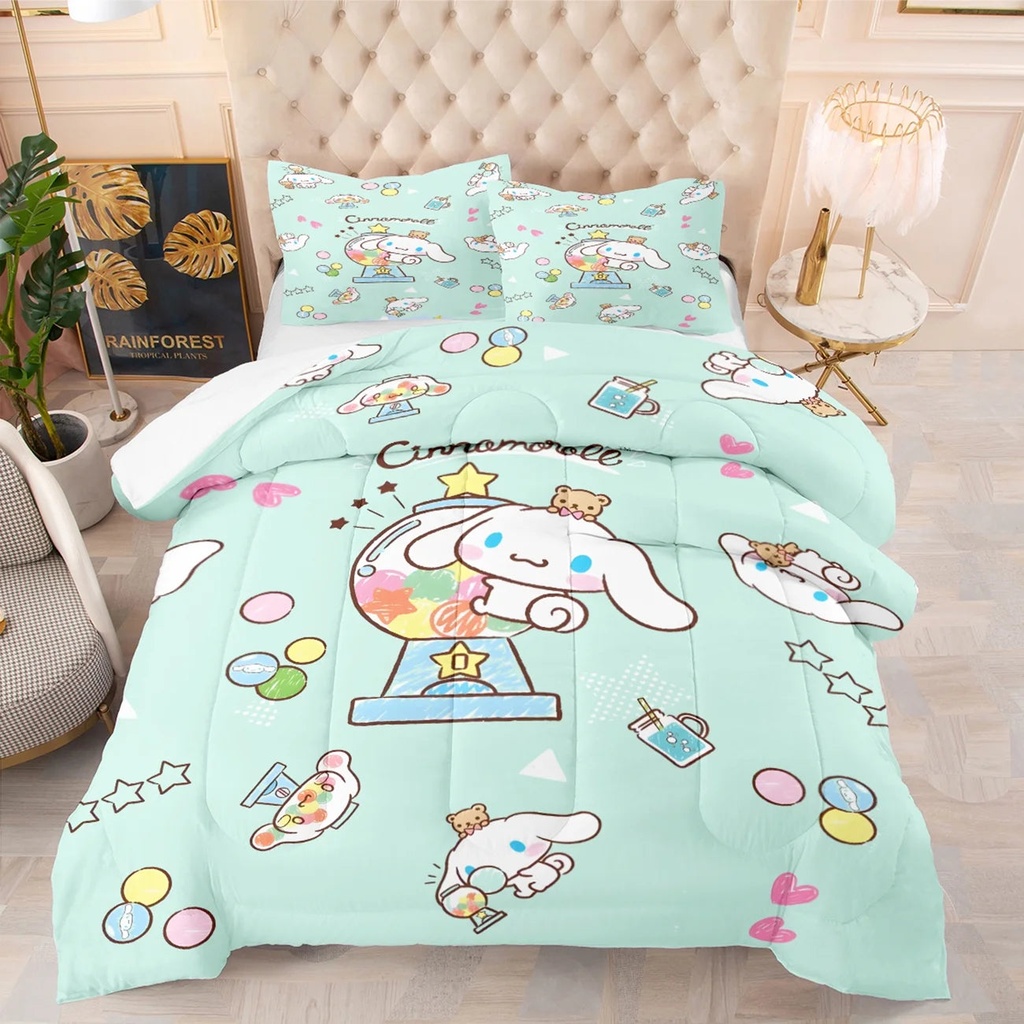 Cinnamoroll Kids 3-Piece Twin Comforter Set, 1 Duvet, 2 Pillowcases, Microfiber for All Season