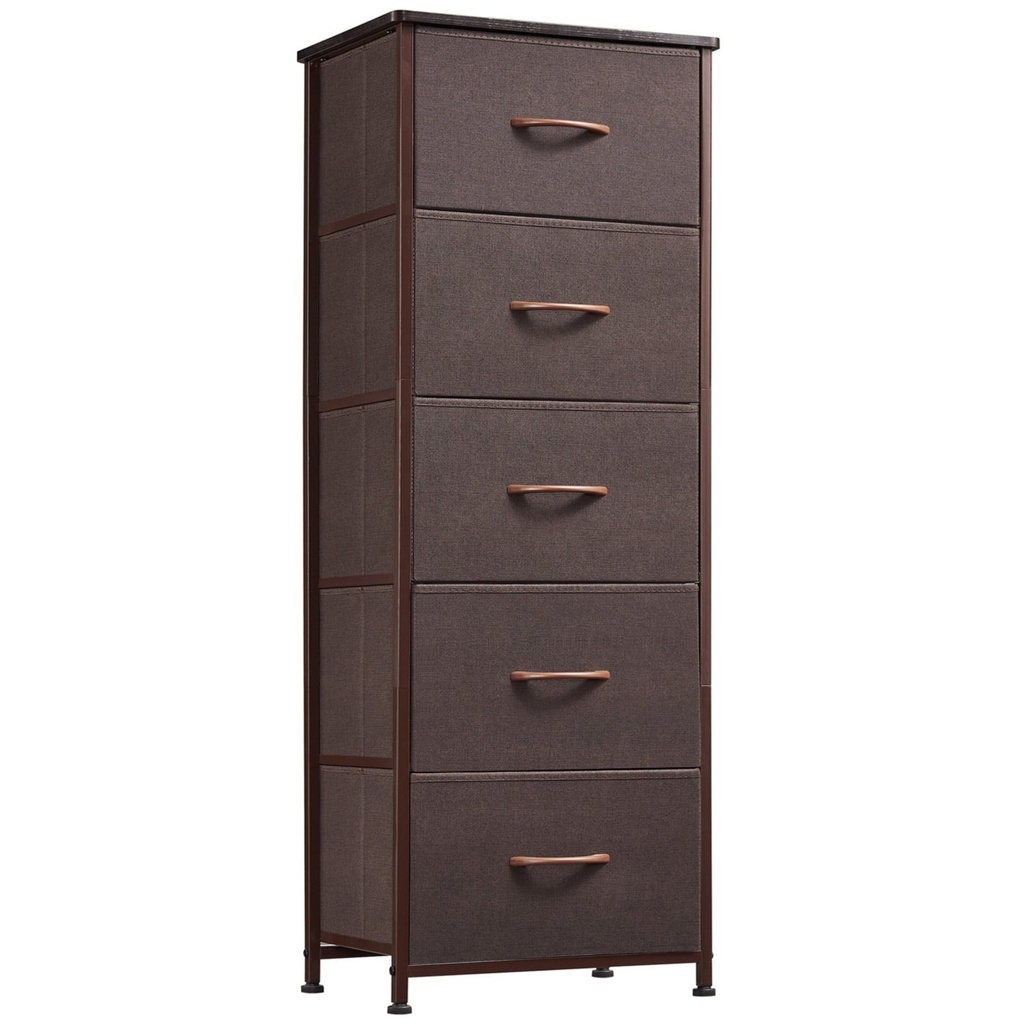 Somdot Tall Dresser with 5 Removable Fabric Storage Drawers for Living Room Bedroom, Coffee Brown
