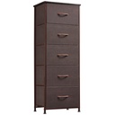 Somdot Tall Dresser with 5 Removable Fabric Storage Drawers for Living Room Bedroom, Coffee Brown