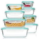 16Pcs Glass Storage Container Set with Lids, Vtopmart Meal Prep Containers, Airtight Bento Boxes - (Set of 8 Glass Storage Containers 8 Lids and 8 Containers)