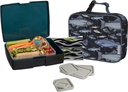 Bentology Lunch Bag and Box Set for Kids - Boys Insulated Lunchbox Tote, Bento Box, 5 Containers and Ice Pack - 9 Pieces - Fish