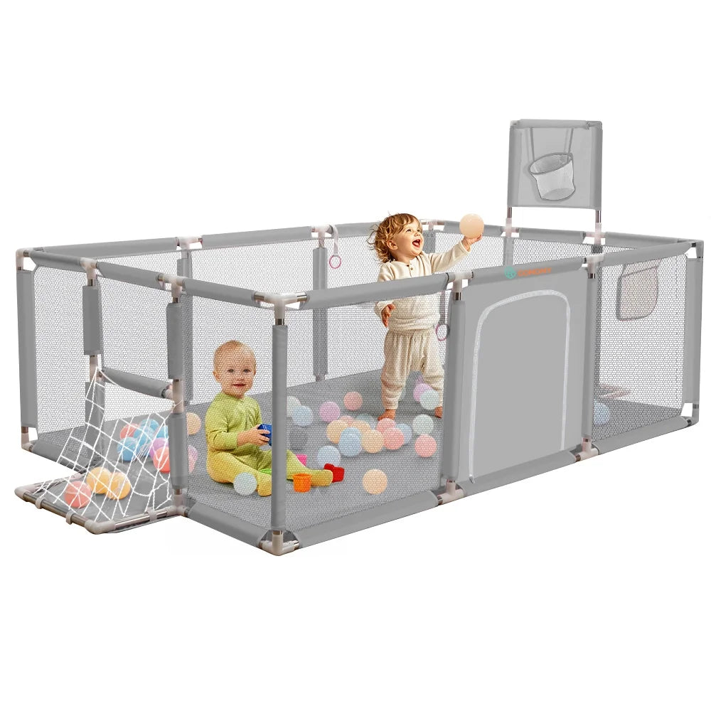 Baby Playpen,71X48Inch Large Play Yard for Babies Toddlers, Sturdy Safety Baby Play Area, Gray