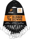 Rubber Bungee Cords with Hooks 50 Pack 31 Inch (47” Max Stretch) Heavy-Duty Black Tie down Straps for Outdoor, Tarp Covers, Canvas Canopies, Motorcycle, and Cargo - by Xpose Safety