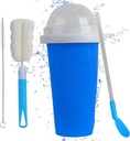 Ragnify Slushy Cup Slushie Maker Ice Cup Silica Cup Pinch Cup Summer Cooler Smoothies Cup Double Layer Squeeze Cup Slush Maker Cup Home DIY Smoothie Cup for Children and Adult (Blue)
