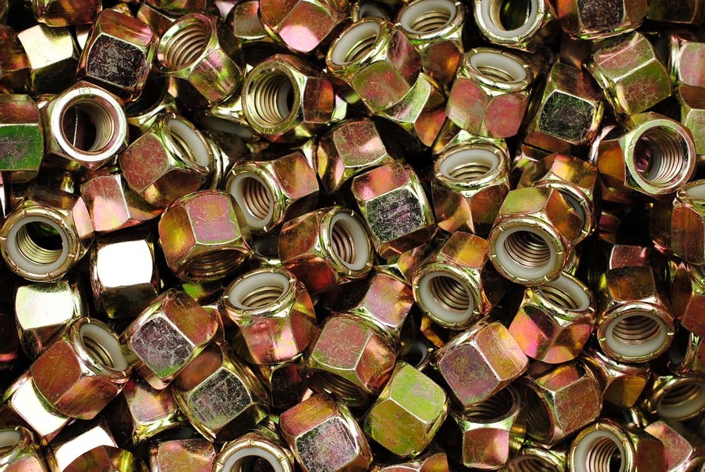 (50) Nyloc Hex Locking Nuts 3/4-10 Yellow Zinc Plated Nylock Grade 8/C