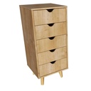 Falkk Furniture Tall 5- Drawer Dresser for Bedroom – Modern Chest of Drawers – Oak