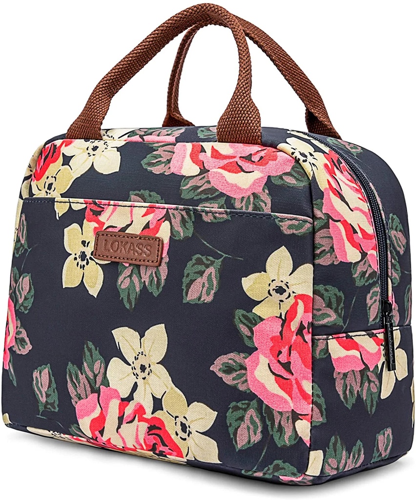 Insulated Lunch Bag Cooler Bag Women Thermal Lunch Box Water-Resistant Tote Bag for Women/Picnic/Boating/Beach/Fishing/Work (Peony)