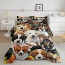 Dog Bedding Set for Boys Girls Kids Kawaii Room Decor Comforter Set Cute Pet Puppy Quilt Set Toddler Lovely Kawaii Pug German Shepherd Bedding Bedroom Collection 2Pcs Twin Size, with 1 Pillowcase