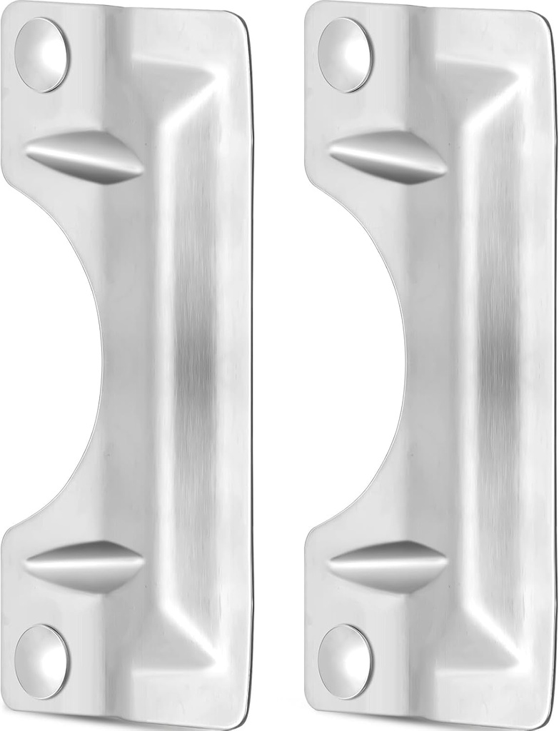 Landhoow 2 Pcs 3 X 7 Inch Latch Guard Plate Cover Stainless Steel Latch Guard Security Plate Door Security Strike Plate Latch Protector, against Forced Entry Easy to Install