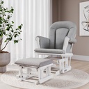 Forever Eclectic by Cozy Glider and Ottoman in Matte White Finish with Light Gray Cushion