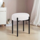 PROHIKER Vanity Stool Chair Faux Teddy Dog Fur, Soft Ottoman Footrest Stool for Vanity, Makeup Chair Side Table with Metal Legs, Modern Ottoman Footstool for Bedroom, Living Room, White