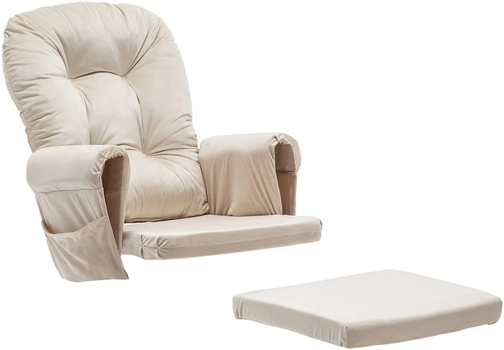 OKAKOPA Glider Rocker Cushion Replacement Velvet Washable for Rocking Chair Glider Ottomans, Beige
