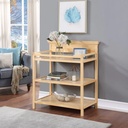 Changing Table with Water-Resistant Change Pad and Safety Strap,Natural, Multi Storage Nursery Changing Table for Infants or Babies