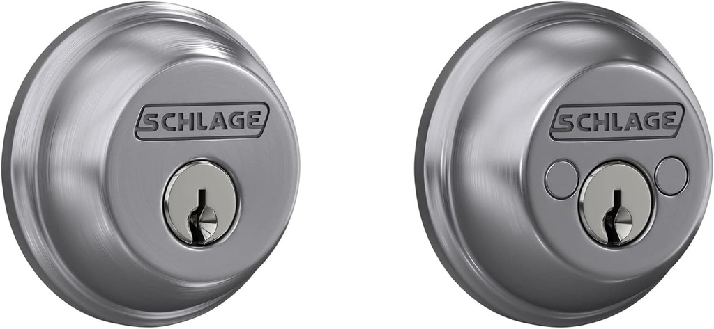 Schlage B62 N 626 Deadbolt, Keyed 2 Sides, Highest Residential Security, Satin Chrome