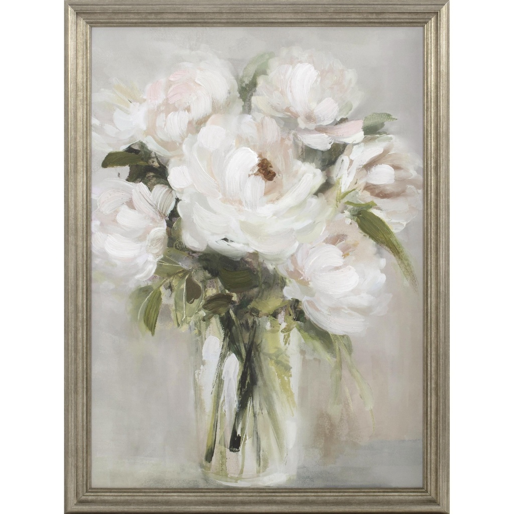 My Texas House Peachy Rose Bouquet Framed Emb Canvas Board 18" X 24"