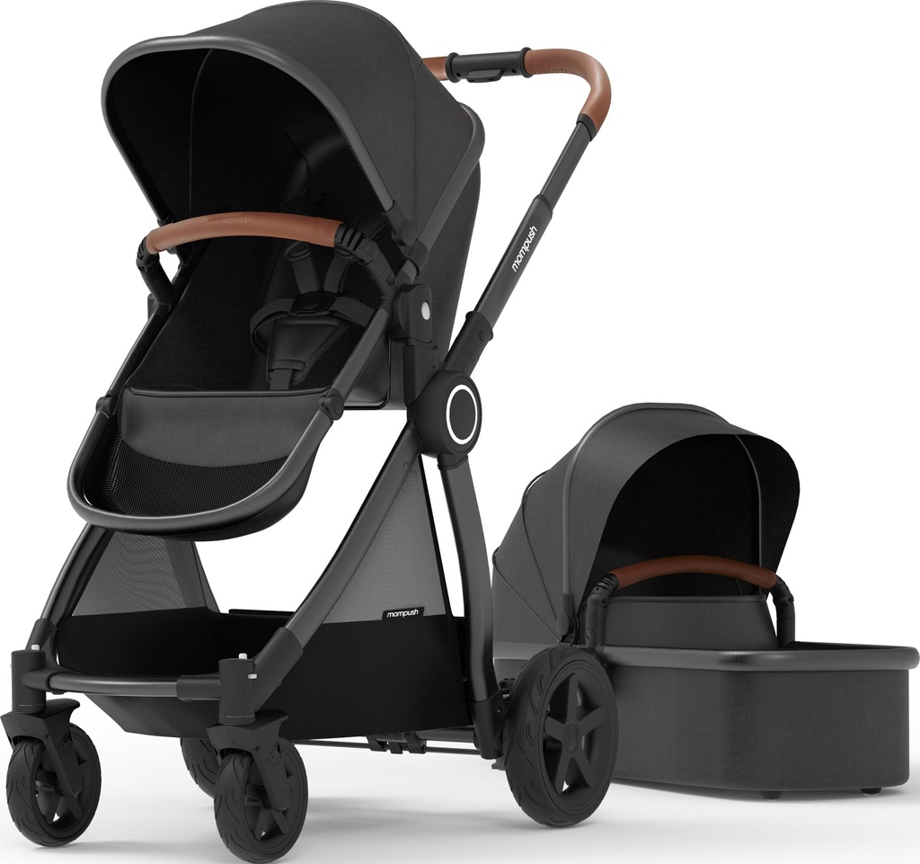 Mompush Ultimate2 Baby Stroller with Bassinet and Adjustable Seat, Black, 25LB, Unisex