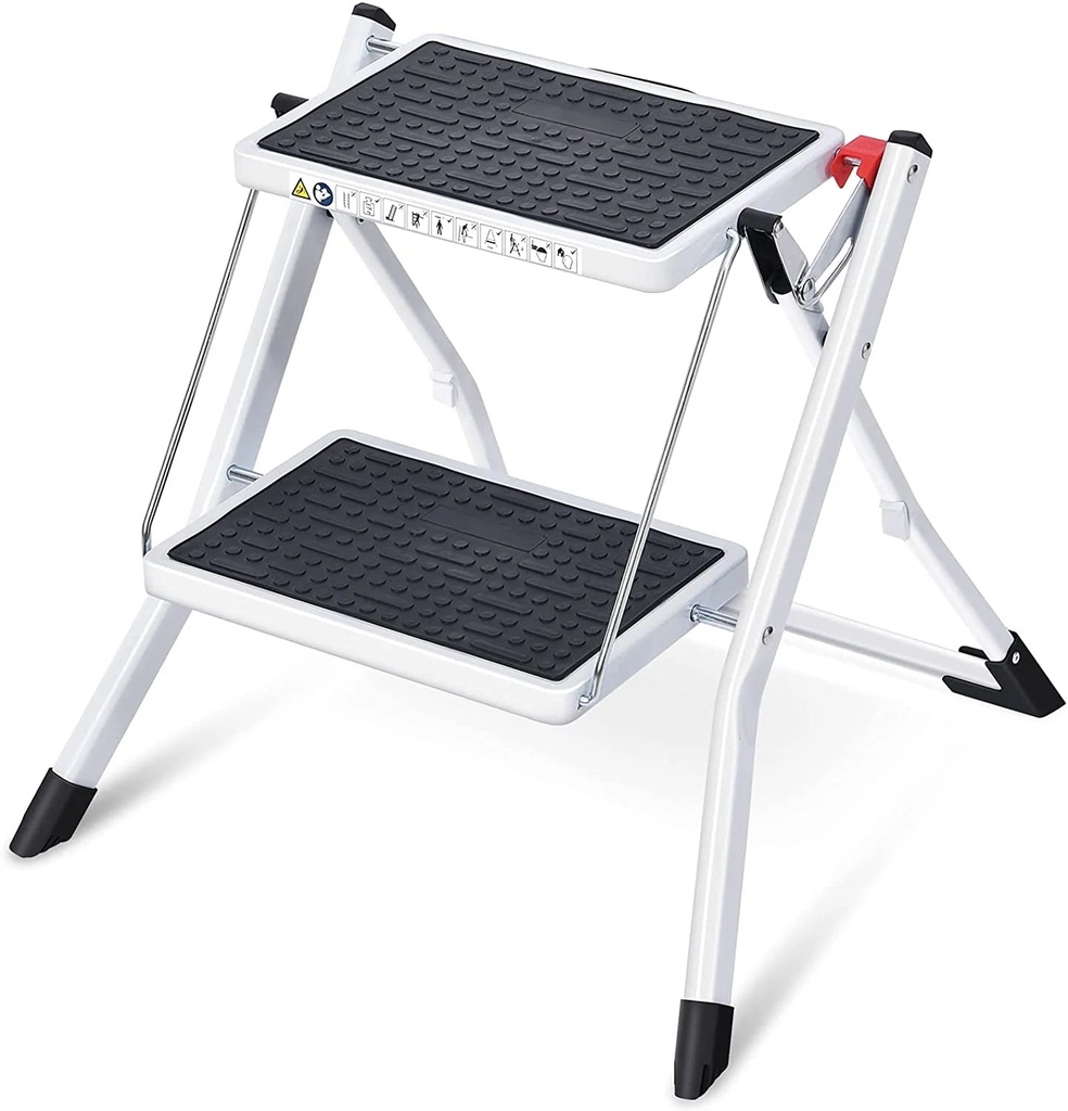 Kingrack 2 Step Ladder Folding Stool, Non-Slip Step Ladder, Collapsible Stool for Adults, Heavy Duty 330Lbs Capacity Industrial Lightweight