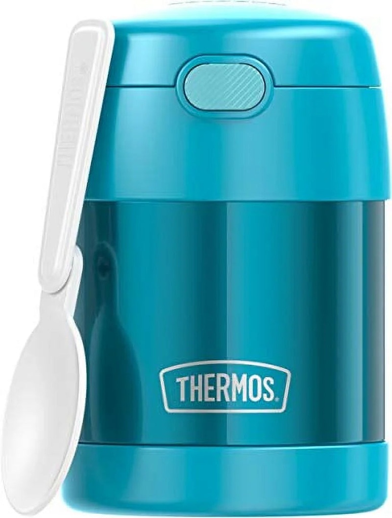 THERMOS FUNTAINER 10 Ounce Stainless Steel Vacuum Insulated Kids Food Jar with Folding Spoon, Teal
