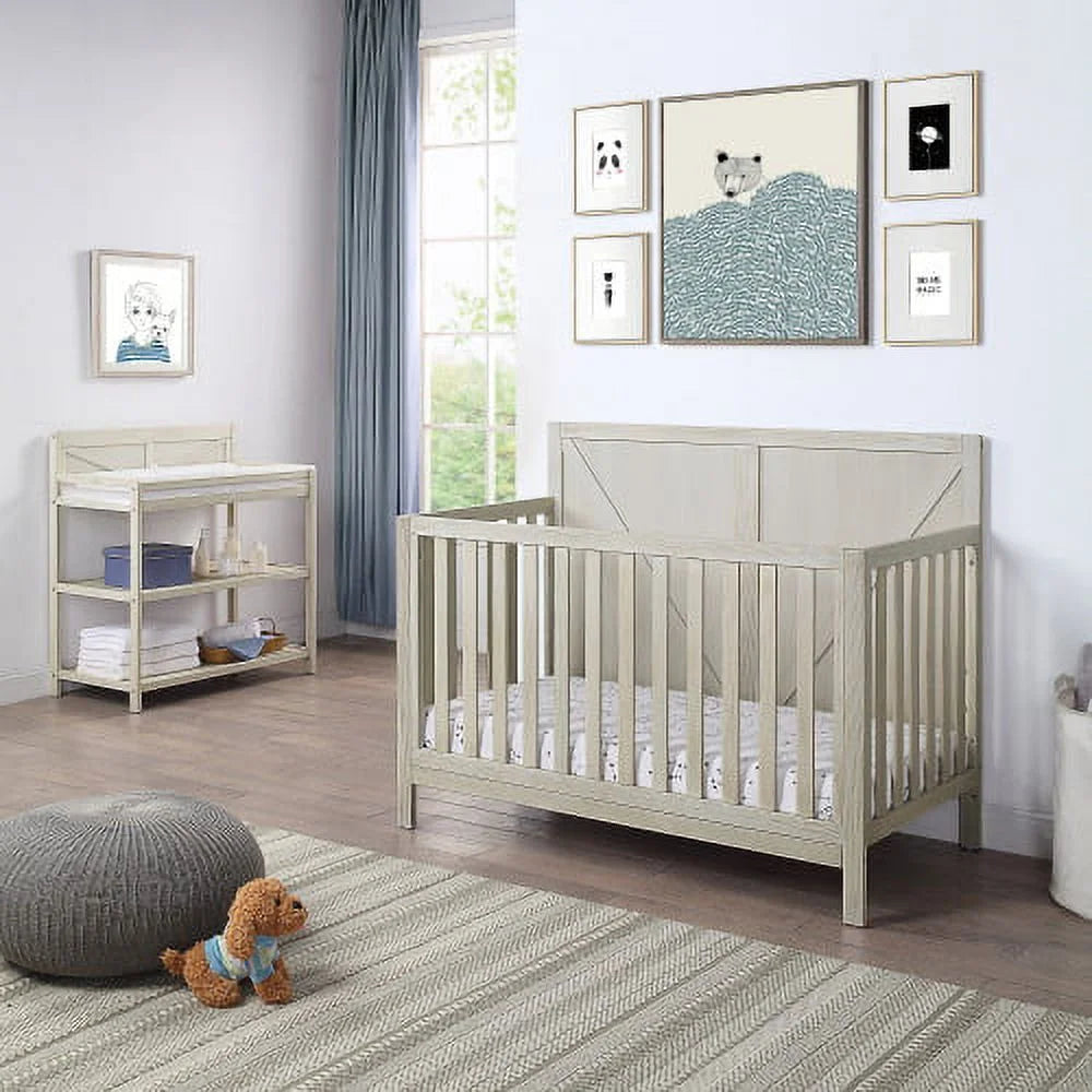 Changing Table with Water-Resistant Change Pad and Safety Strap, INCLAKE Multi Storage Nursery Changing Table for Infants or Babies-Gray