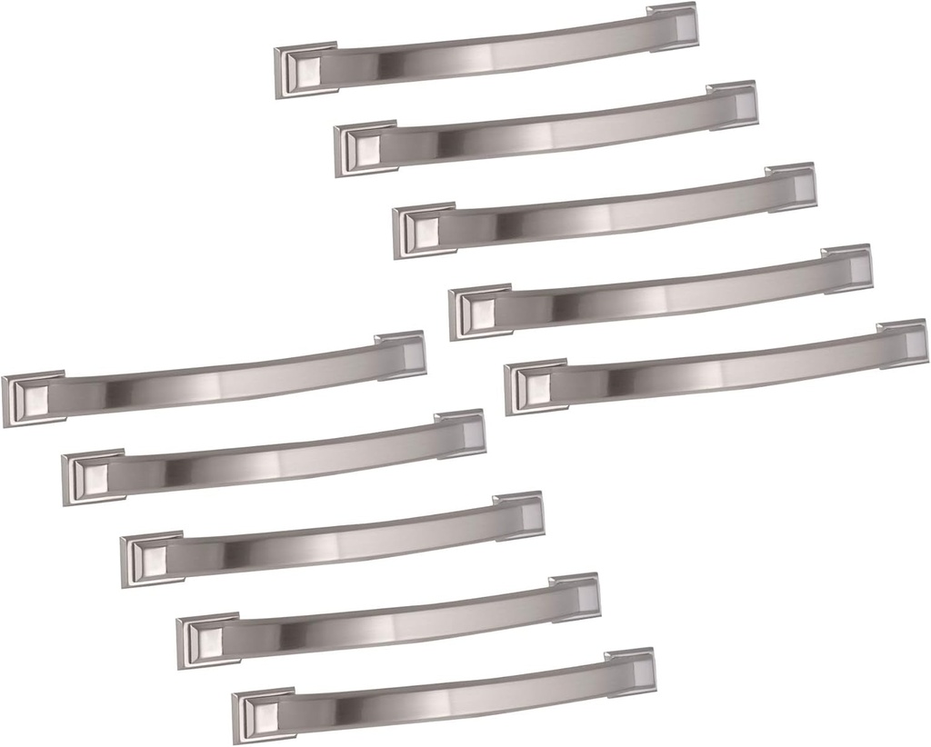 Design House 189175 Devan 5 In. Center-To-Center Kitchen Drawer Pulls Cabinet Handles Satin Nickel (10-Pack)
