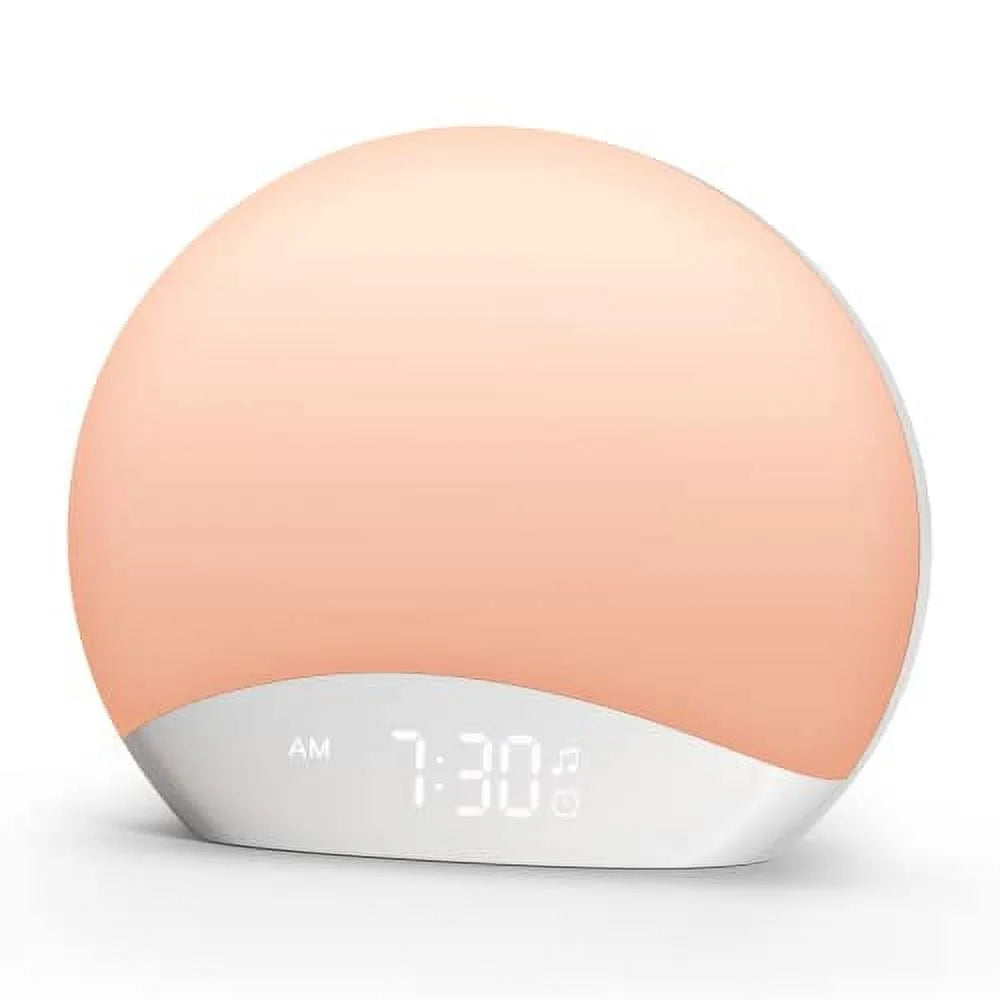Reacher Sound Machine Sunrise Alarm Clock with Night Light, Wake up Light, 26 Soothing Sounds, Dimmable LED Display, Bedside Reading Lamp, Sleep Timer, White Noise Machine for Baby, Bedroom