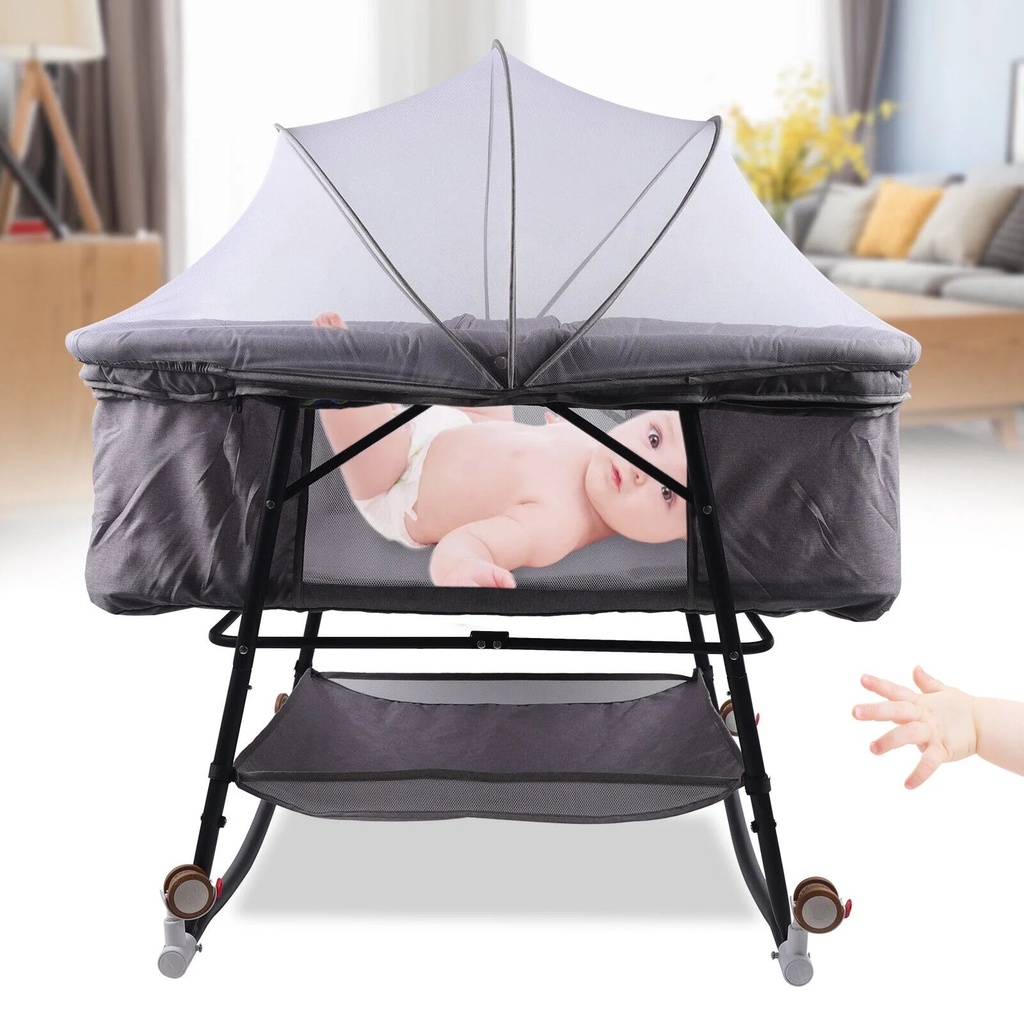 Portable Baby Bassinet Sleep Cradle Baby Nursery Infant Bed Bedside Crib with Mosquito Net