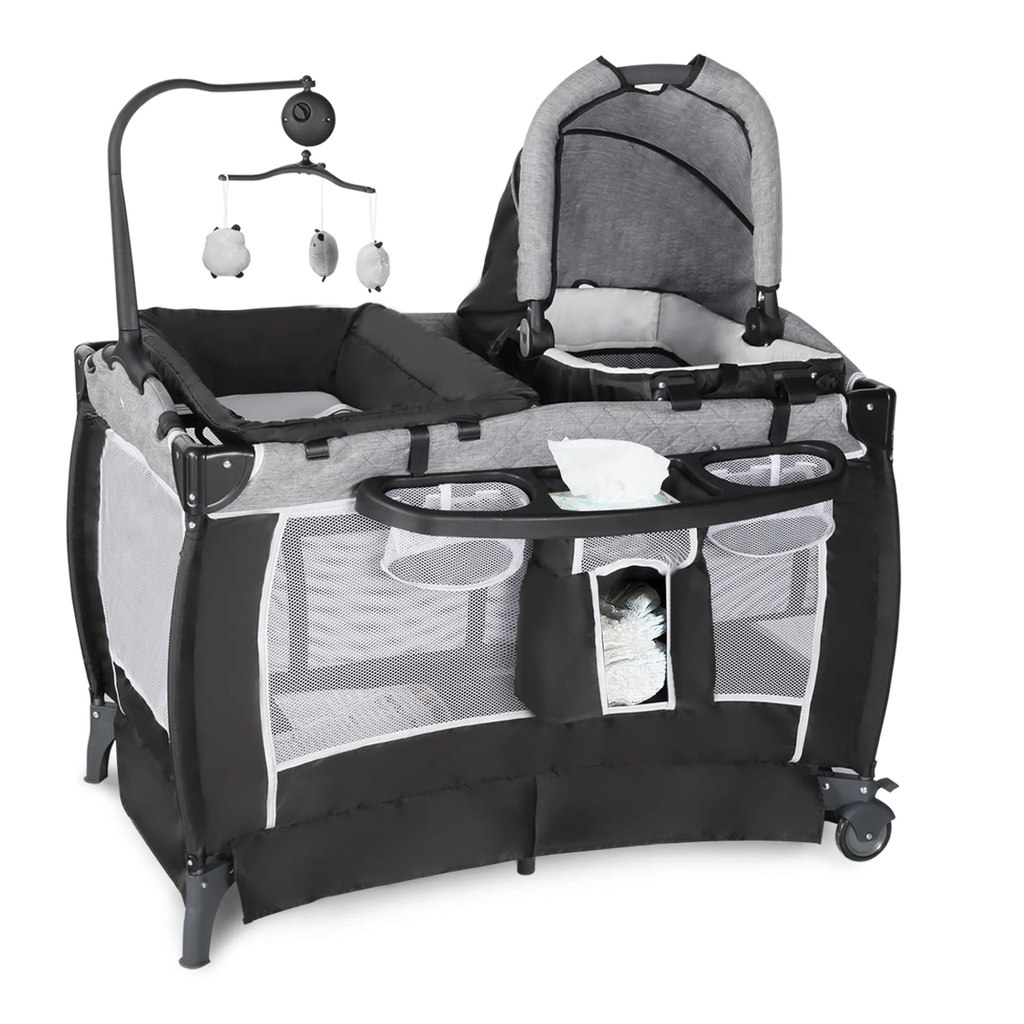 AILEEKISS Portable Nursery Center Playard, 5 in 1 Foldable Baby Bassinet & Unisex Crib, 0-36 Months