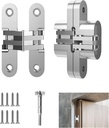 Hidden Door Hinge Concealed Hinges for Doors Zinc Alloy Secret Door Hinges 180 Degree Swing Black Door Hinge 2PCS White(2, 0.63"-2.76")