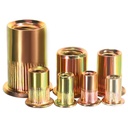 Rivet Nuts, DICASAL 420 PCS 6# 8# 10# 1/4 5/16 3/8 1/2 UNC Size Zinc Plated Carbon Steel Flat Head Rivnut Kit Threaded Insert Nut