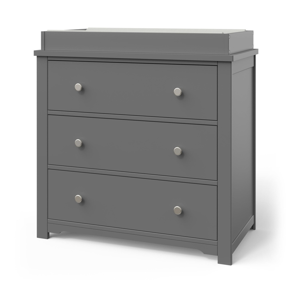 Child Craft Harmony 3 Drawer Dresser with Removable Changing Table Topper for Nursery or Bedroom, Plenty of Storage, Anti-Tip Kit Included to Prevent Tipping, Non-Toxic, Baby Safe Finish (Cool Gray)