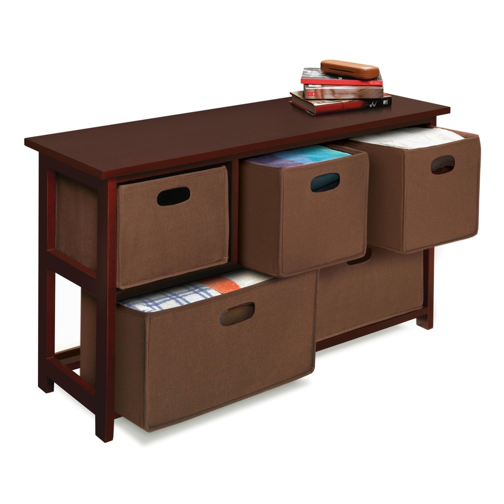Badger Basket Five Drawer Storage Unit with Fabric Baskets - Cherry