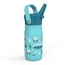 Zak Designs Zak Hydration 14 Ounce Kids Stainless Steel Vacuum Insulated Water Bottle, on the Move