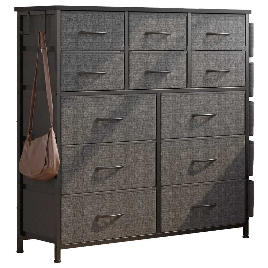 Jojoka Dresser for Bedroom with 12 Drawer, Dressers & Chests of Drawers for Hallway, Entryway, Storage Organizer Unit with Fabric, Sturdy Metal Frame, Wood Tabletop, Easy Pull Handle… (Gray)