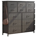 Jojoka Dresser for Bedroom with 12 Drawer, Dressers & Chests of Drawers for Hallway, Entryway, Storage Organizer Unit with Fabric, Sturdy Metal Frame, Wood Tabletop, Easy Pull Handle… (Gray)