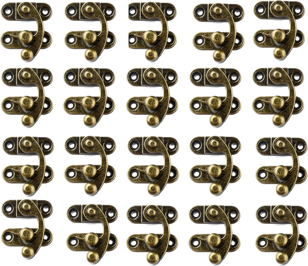 Coppery Premium Quality Latch Hook with Buckle Latch - Perfect for Jewelry Boxes and More - 20Pcs