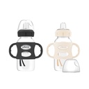 Dr. Brown’S® Milestones™ Wide-Neck Sippy Bottle with 100% Silicone Handles, Easy-Grip Bottle with Soft Sippy Spout, 9Oz/270Ml, 6M+, Black and Ecru, 2-Pack, BPA Free