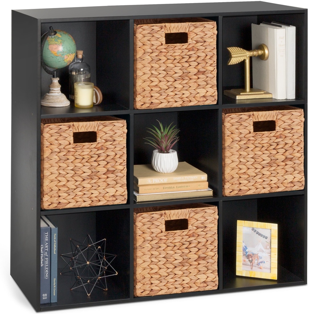 Best Choice Products 9-Cube Bookshelf, 11In Display Storage Compartment Organizer W/ 3 Removable Back Panels - Black