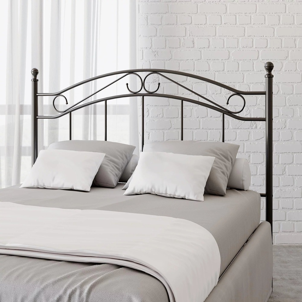 Mainstays Full/Queen Adjustable Metal Headboard with Scrollwork, Black