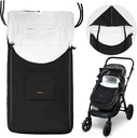 Naler Universal Bunting Bag, Removable Stroller Sleeping Bag Cold Weather, Soft Fleece Lined Footmuff, Fits Most Stroller Pram, Perfect for Baby, Toddler, Black