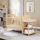 MAICOSY Natural Convertible Island Crib and Changer Combo for Toddlers, Elegant Natural Wood Finish
