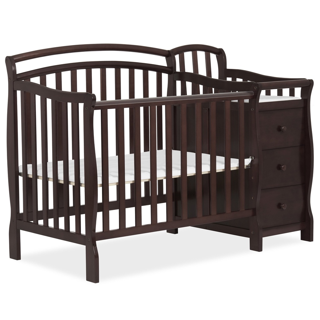 Dream on Me Casco 4-In-1 Mini Crib and Dressing Table, Espresso