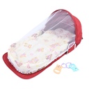 Multifunctional Baby Mosquitoproof Bed Foldable Portable Child Bed with Toys Mosquito Net(Red )