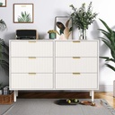 Eclife 6 Drawer Double Dressers Cabinets, 40" Chest of Drawers with Imitation Marble Texture Top for Clothes Closet Storage Home Adult Kids Home Bedroom Living Room,White