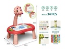 Drawing Art Projector Table for Kids 34 Pcs, Dino Board Pink for Toddlers +3 Age Mundo Toys