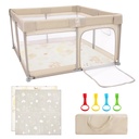Joypony 4-In-1 Baby Playpen with Mat: Large Fence for Babies and Toddlers, Breathable Mesh, Anti-Slip Base - 50X50X27 Inches