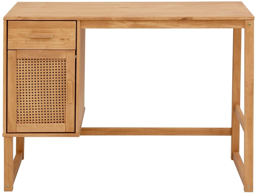 Ren Home Talo Desk with Closed Storage and Drawer, Natural