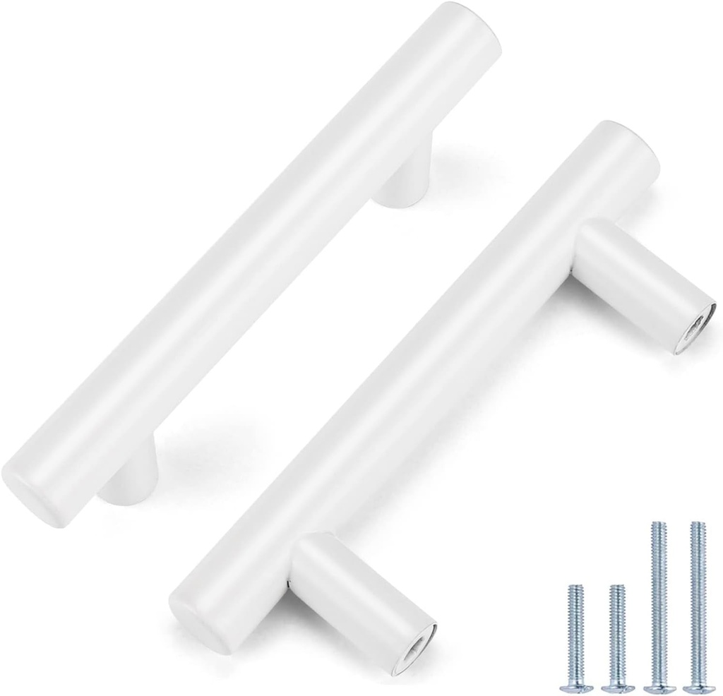 Probrico 5 Pack| White Cabinet Pulls 2-1/2 Inch T Bar Euro Style Handles Kitchen Cupboard Stainless Steel Modern Cabinet Hardware