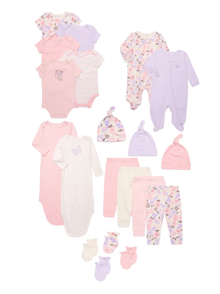 Garanimals Newborn Baby Girl Layette Shower Gift Set, 20-Piece, Newborn-6/9 Months